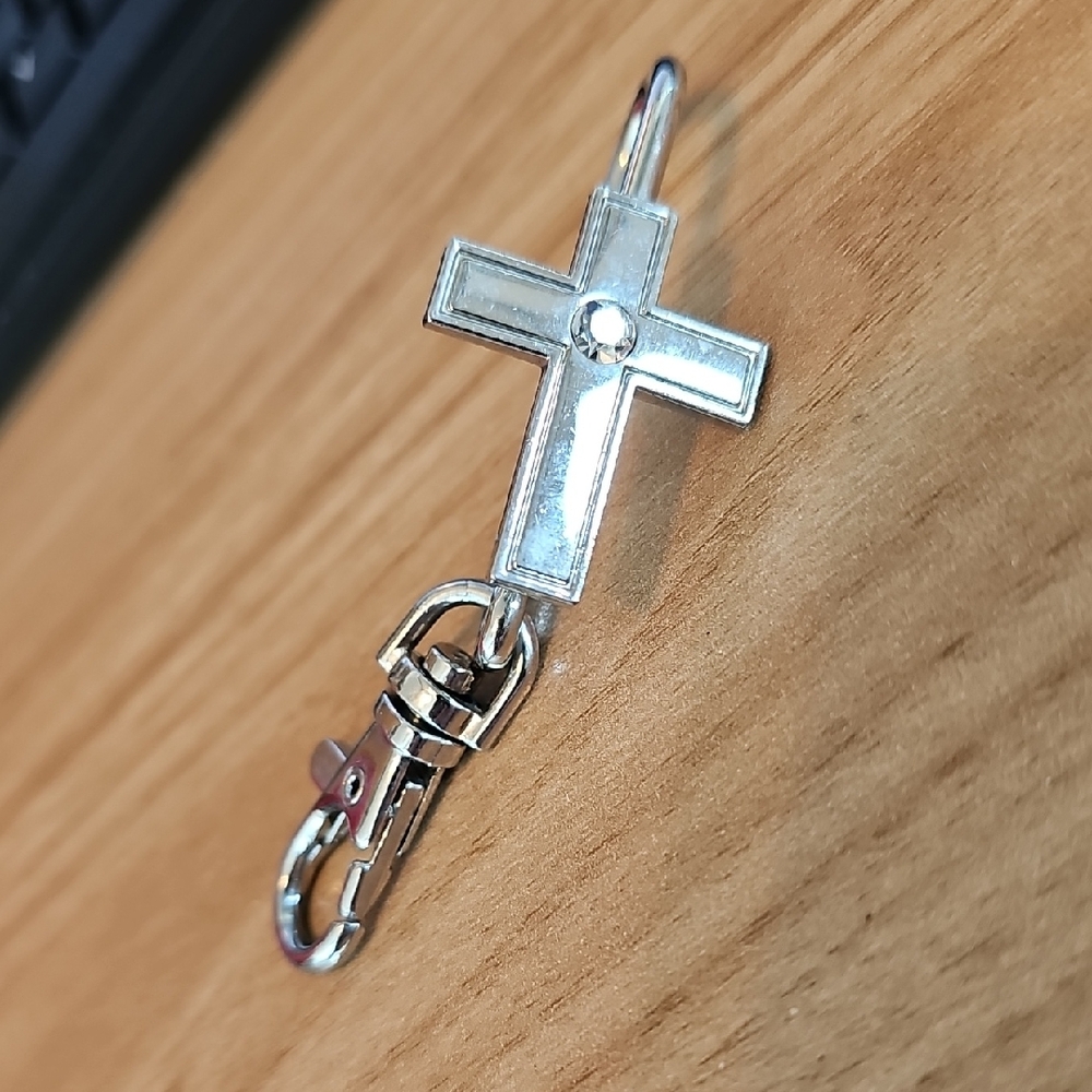 Alexx Inc. Stylish Metal Silvertone Cross Rhinestone Keychain Purse Hanger 3.5"